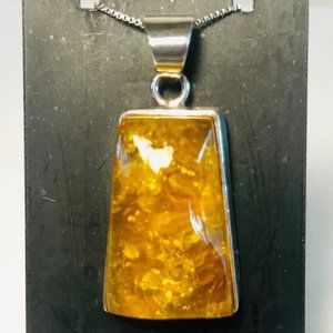 YELLOW AMBER IN STERLING SILVER